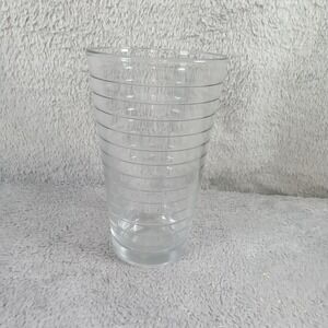 Modern Clear Glass Tapered Flower Vase with‎ Etched Horizontal Rings 7.5 Inch